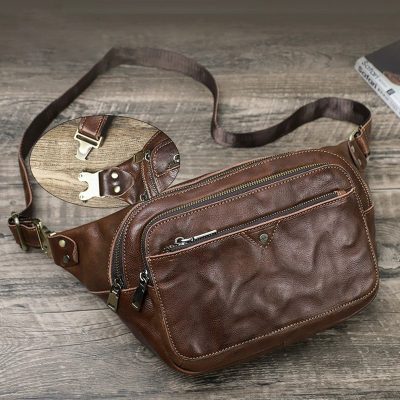 Túi Bao Tử Đeo Chéo Da Bò VEG Vân Sần MB260 - Phong Cách Bụi Bặm, Cá Tính, Tiện Lợi (Da Veg Vân Sần, Khóa Đồng)