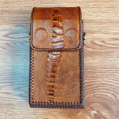 Bao Da Điện Thoại Đeo Thắt Lưng 2 Da Đà Điểu Cao Cấp DDV140- Sang Trọng, Độc Đáo và Tiện Dụng Cho Mọi Dòng Máy