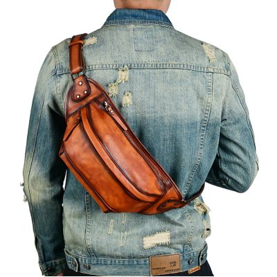 Túi Bao Tử Đeo Chéo Ngực Da Bò Patina 15021- Phong Cách Bụi Bặm và Tiện Lợi