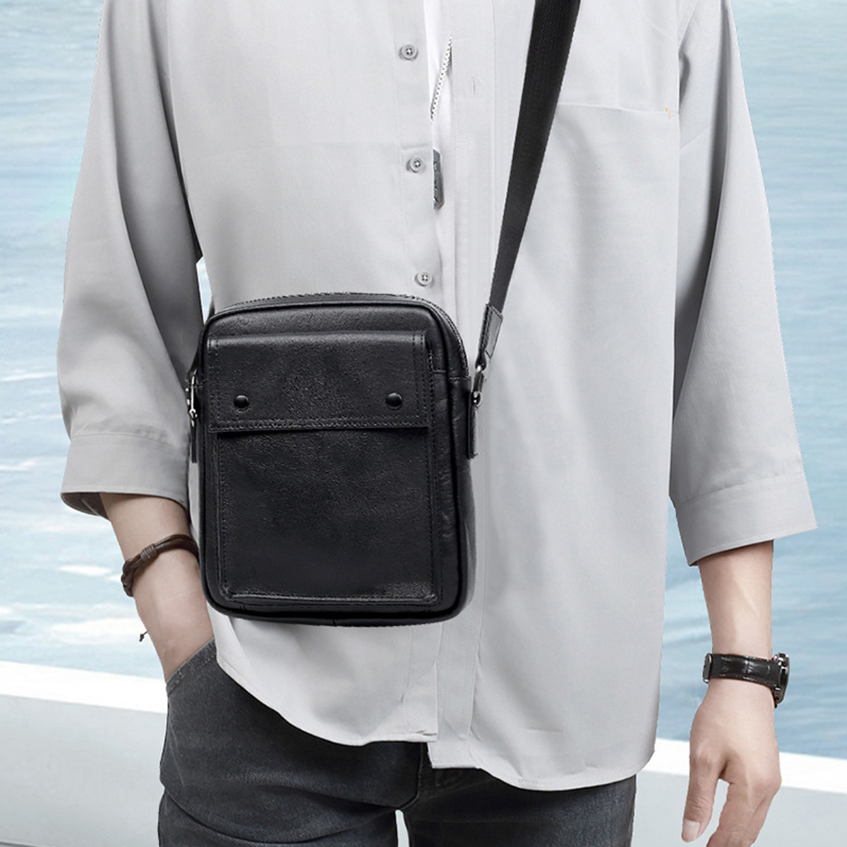 Túi Đeo Chéo Da Bò Cao Cấp SE9887: Thiết kế Gọn gàng, Chất lượng Thủ công Tuyệt đỉnh - Ảnh 5