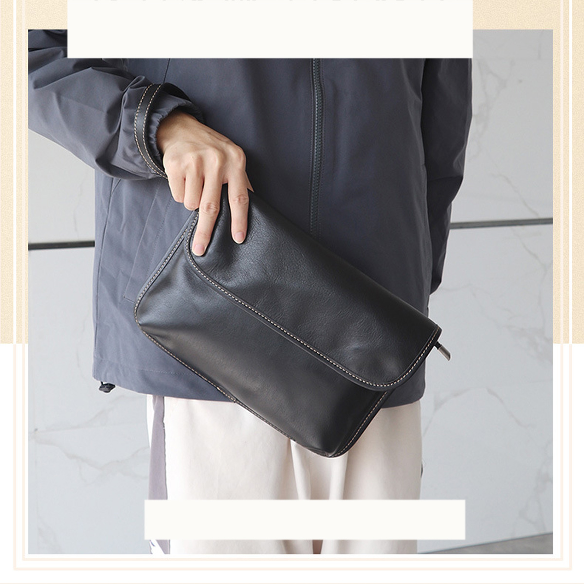 TÚI ĐEO CHÉO DA BÒ CAO CẤP YH8045 Màu Đen – Phong Cách Tối Giản, Đẳng Cấp Thượng Hạng - Ảnh 7