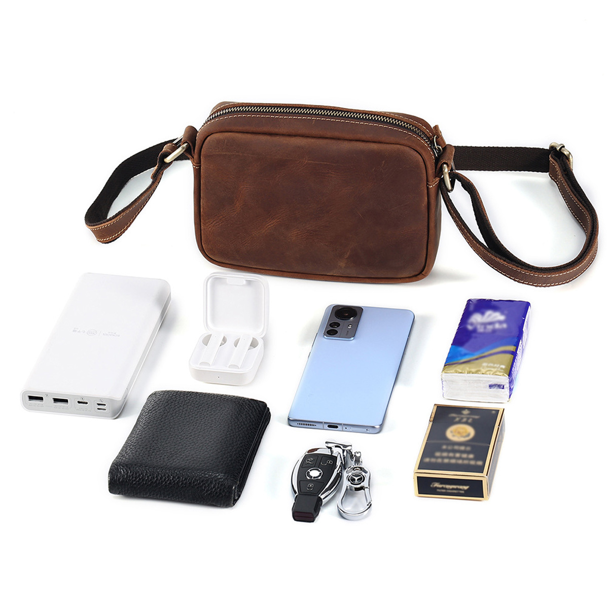 TÚI ĐEO CHÉO DA BÒ CAO CẤP DC66851 - Ảnh 6