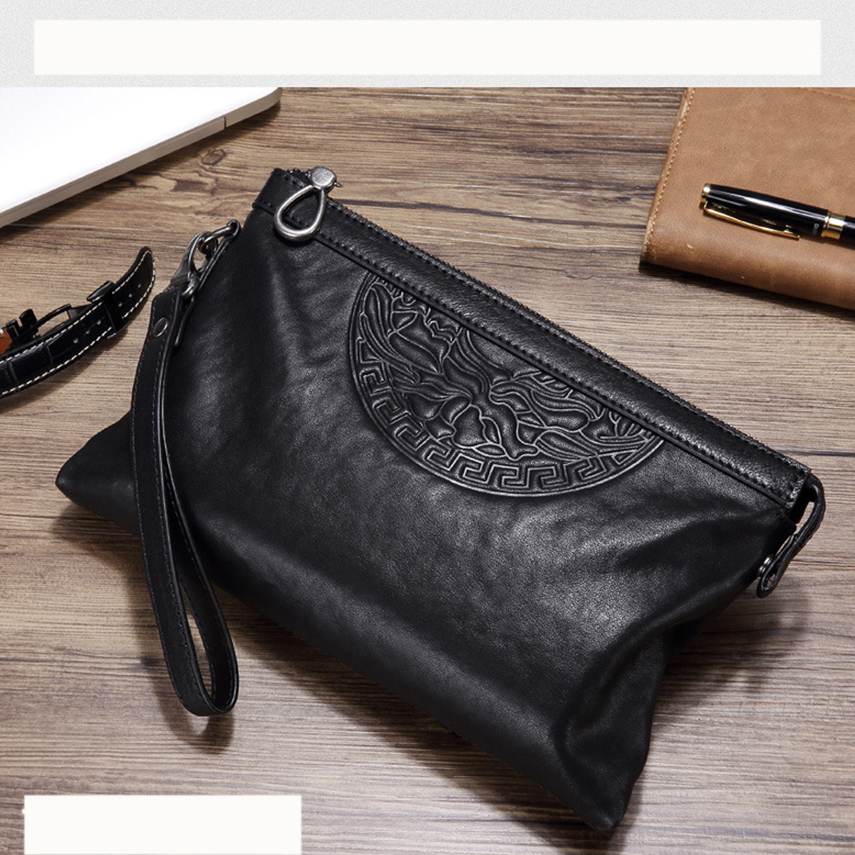 Clutch Cầm Tay Nam SE8014-11: Da Bò Cao Cấp, Thiết kế Gọn nhẹ Thanh Lịch - Ảnh 4